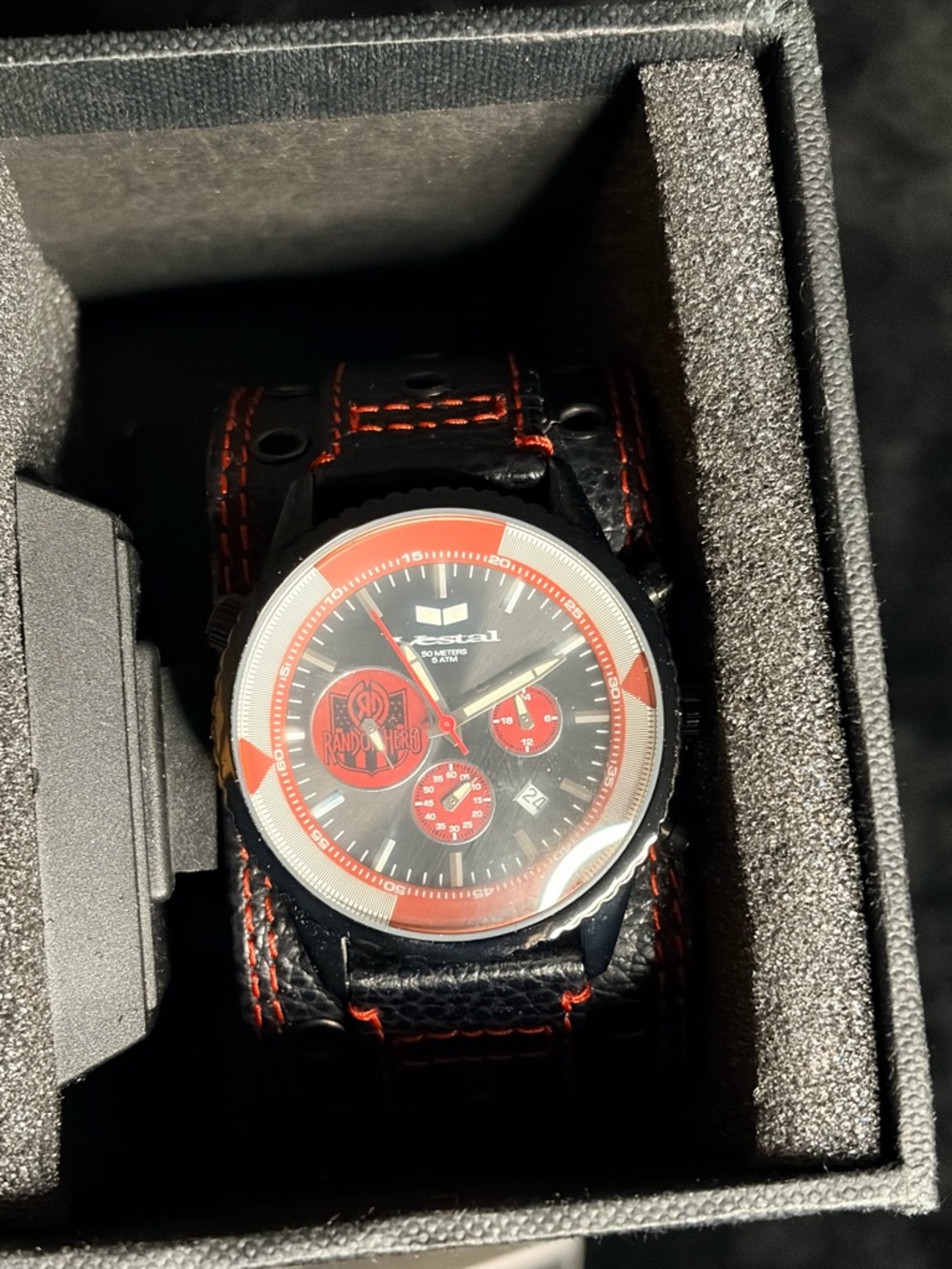 Vestal Black and Red Leather Strap Chronograph Watch Random Hero - Picture 3 of 6